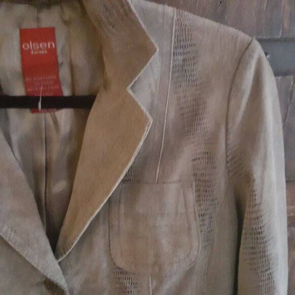 OLSEN Europe 100% leather  jacket blazer, "snake' print, sz 4 - Picture 4 of 11